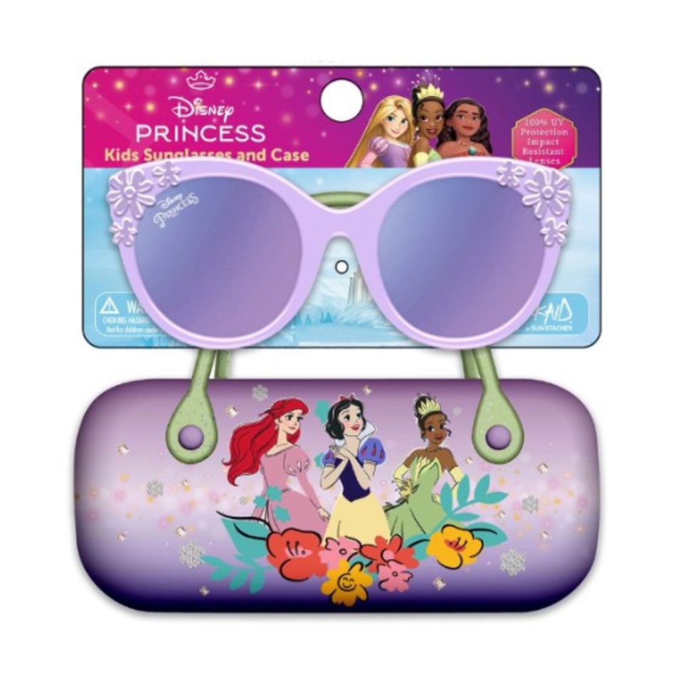 3 Pack Officially Licensed 2pk Glasses + Hard Case w/Handles Disney Princesses