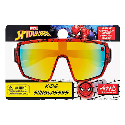 3 Pack Officially Licensed Kids Arkaid Spiderman Yellow Lens w/Webs Oversized Sports Wrap