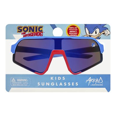 3 Pack Officially Licensed Kids Arkaid SEGA Sonic Blue Lens Oversized Sports Wrap w/Rings
